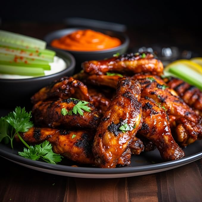 Peri peri chicken wings served with crispy sides from Shabeer's Peri Peri.